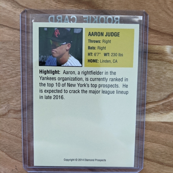 2014 Aaron Judge Fall League Prospects Rookie Card - Picture 2 of 2